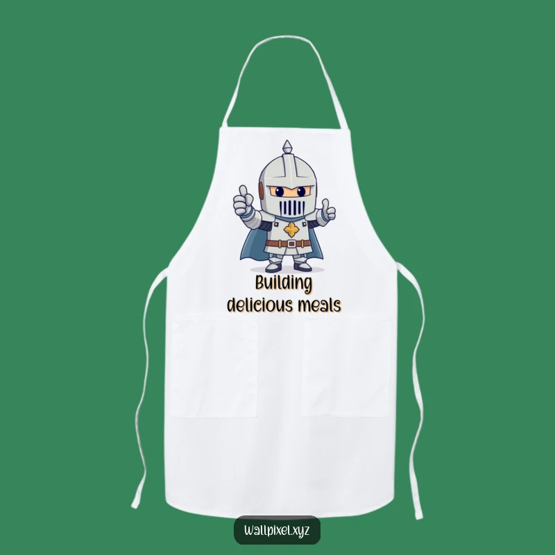 Funny Block Knight Apron: Cook with Heroic Cheer and Positivity!