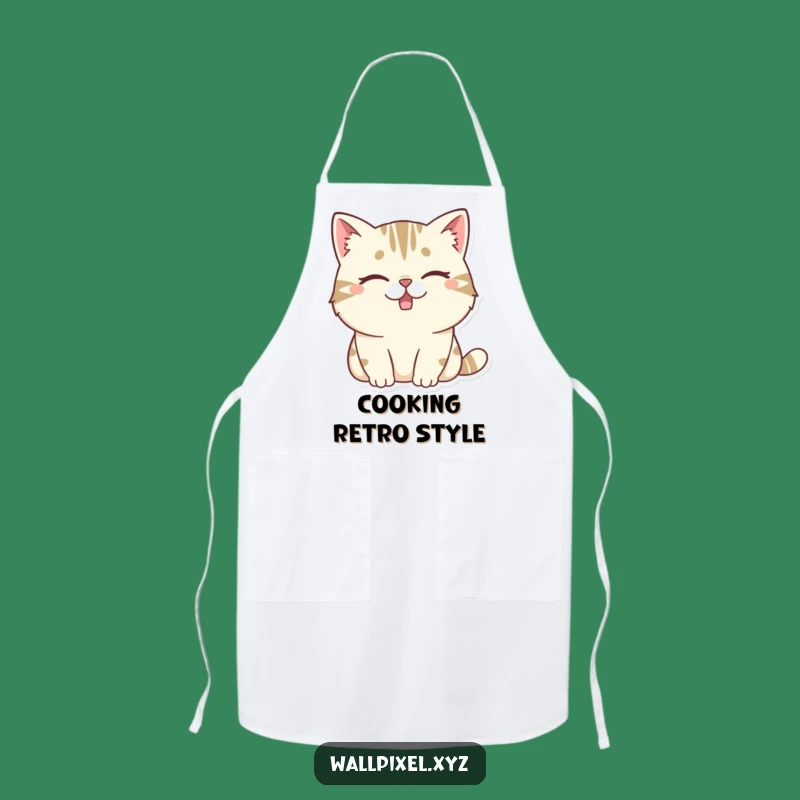 Funny Pixel Cat Apron: Winking Chef Style, Practical Funny Gift