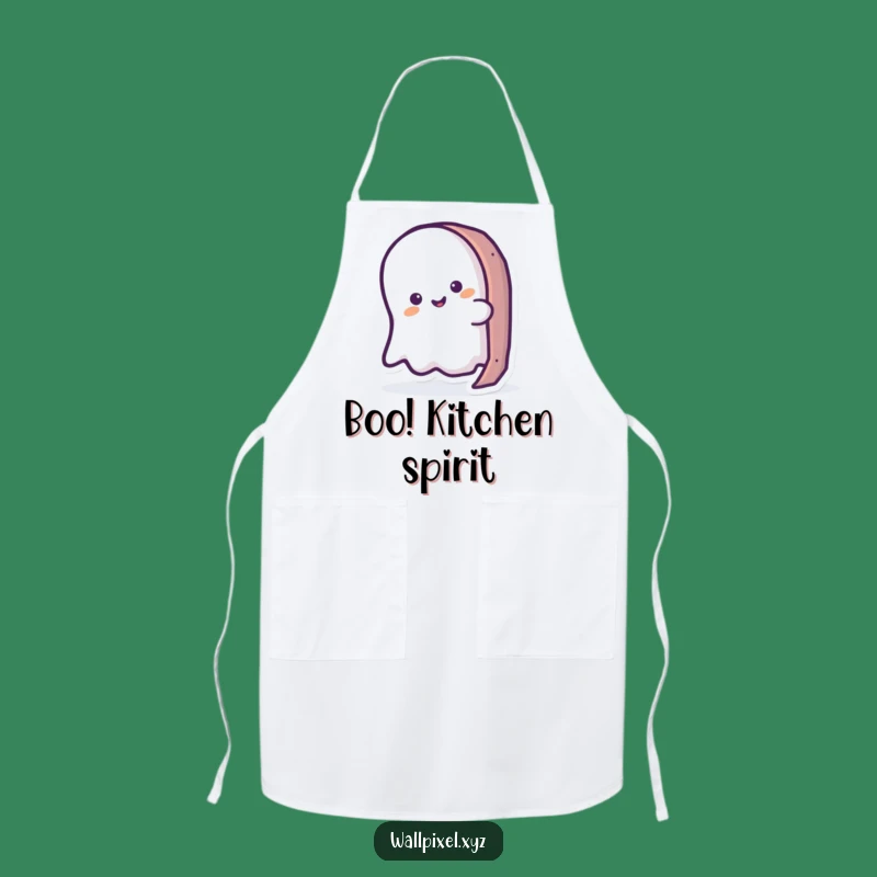 Funny Ghost Peeking Pixel Apron: Cook Up Fun in the Kitchen, Great Funny Gift
