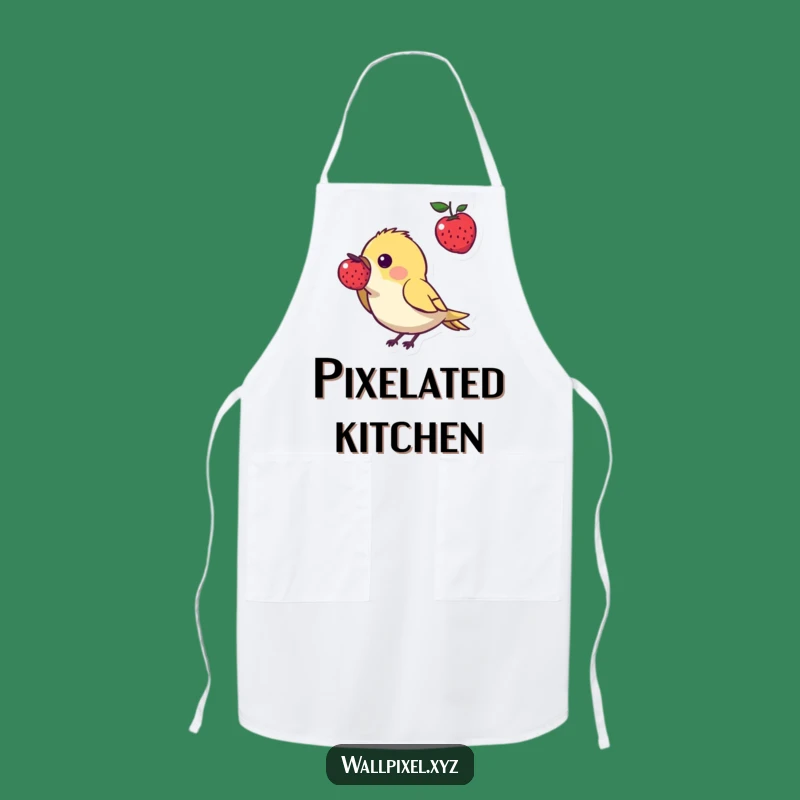 Funny Pixel Bird Apron: Kitchen Fun for Chefs with Retro Gaming Style