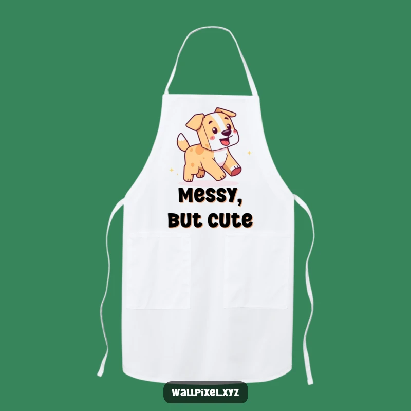 Funny Pixel Dog Apron: Hilarious Kitchen Wear for Gamers
