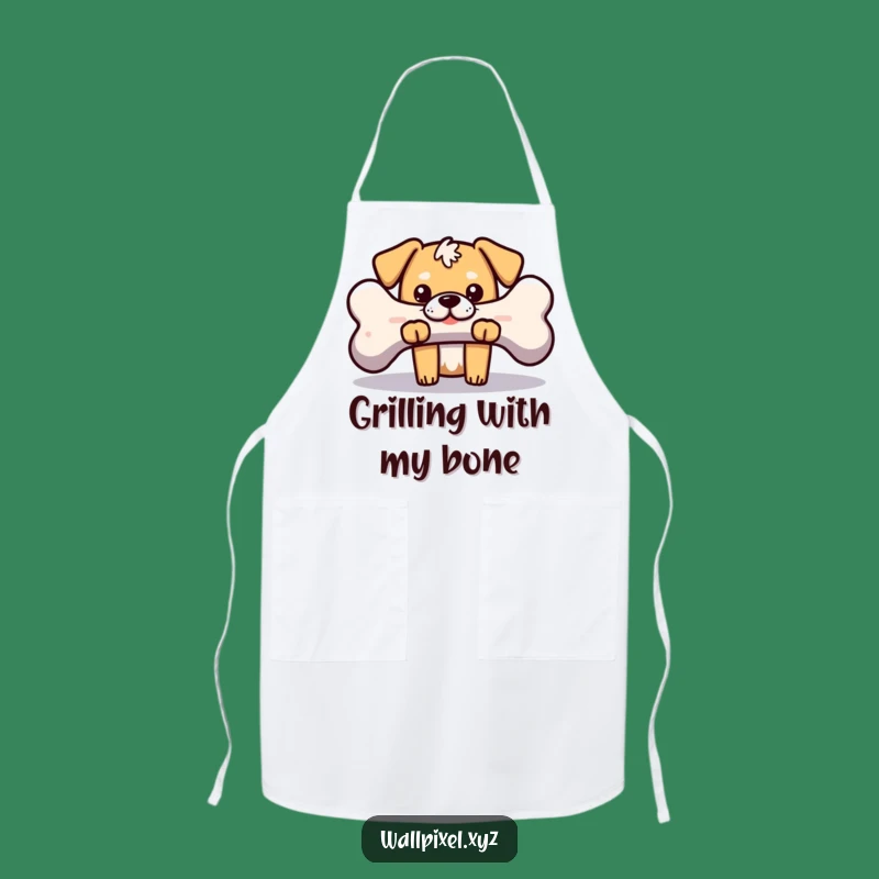 Funny Pixel Dog Bone Apron: Retro Gaming Kitchen Wear for Pup Parents