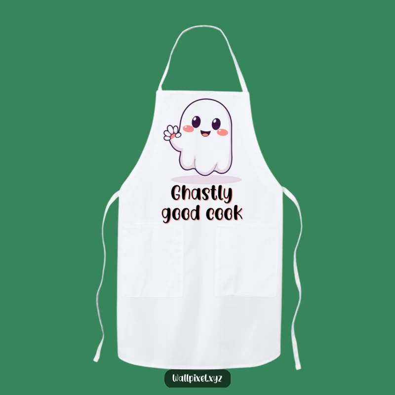 Funny Pixel Ghost Apron - Friendly Waver, Perfect Funny Gift for Kitchen Ghouls