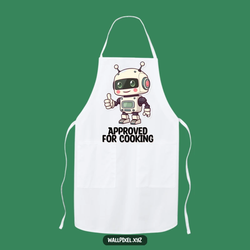 Funny Pixel Robot Apron: Cook with Cheerful Robotic Approval