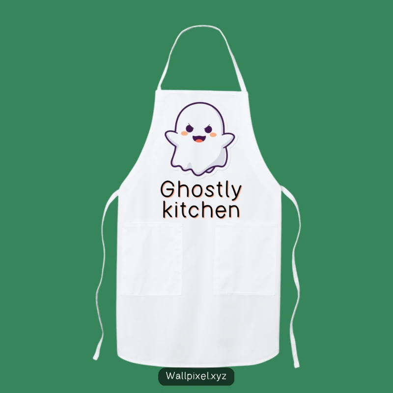 Funny Pixel Ghost Peek-a-Boo Apron: Kitchen Fun Gift