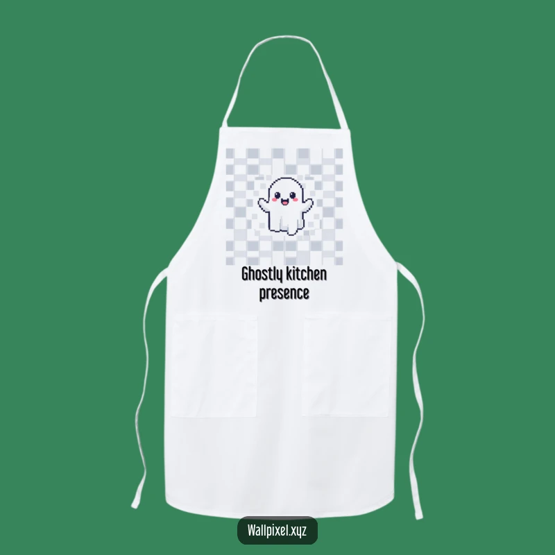 Funny Pixel Ghost Apron: Retro Gaming Fun for Your Kitchen Gift