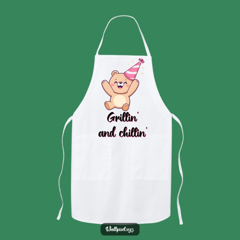 Funny Pixelated Bear Party Apron - Cook Up Fun with This Humorous Kitchen Accessory Gift!