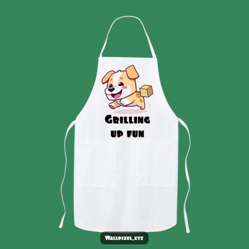 Funny Block Dog Apron - Cook Up Pixel Play Fun
