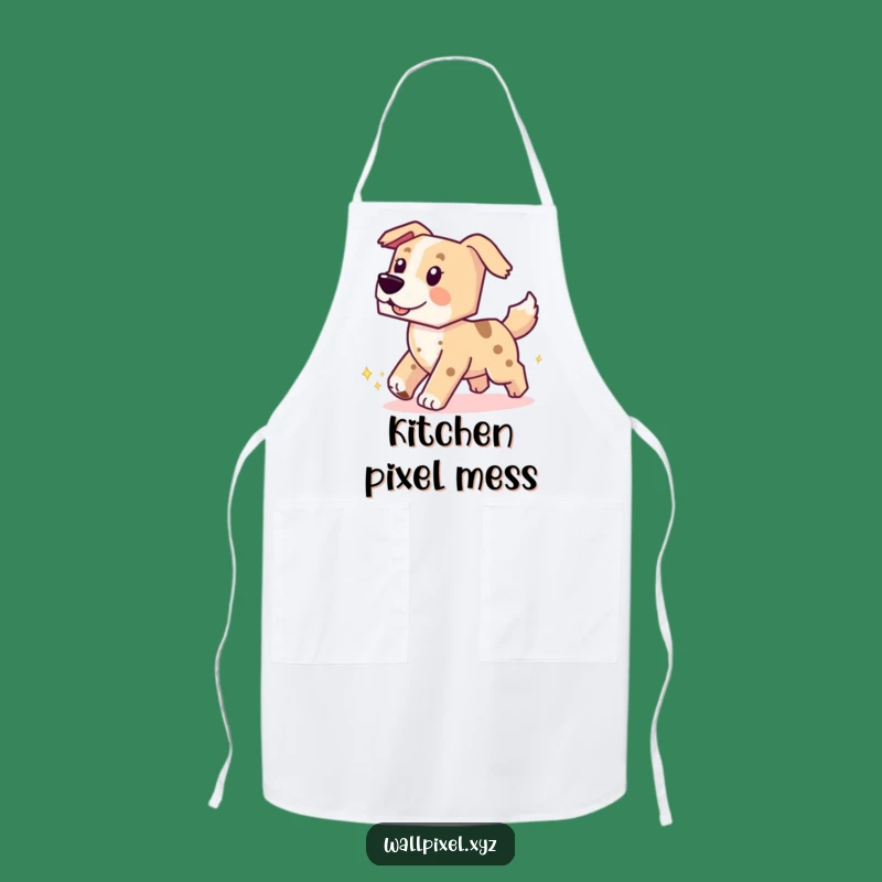 Funny Pixel Dog Apron: Chasing Tail, Kitchen Funny Gift