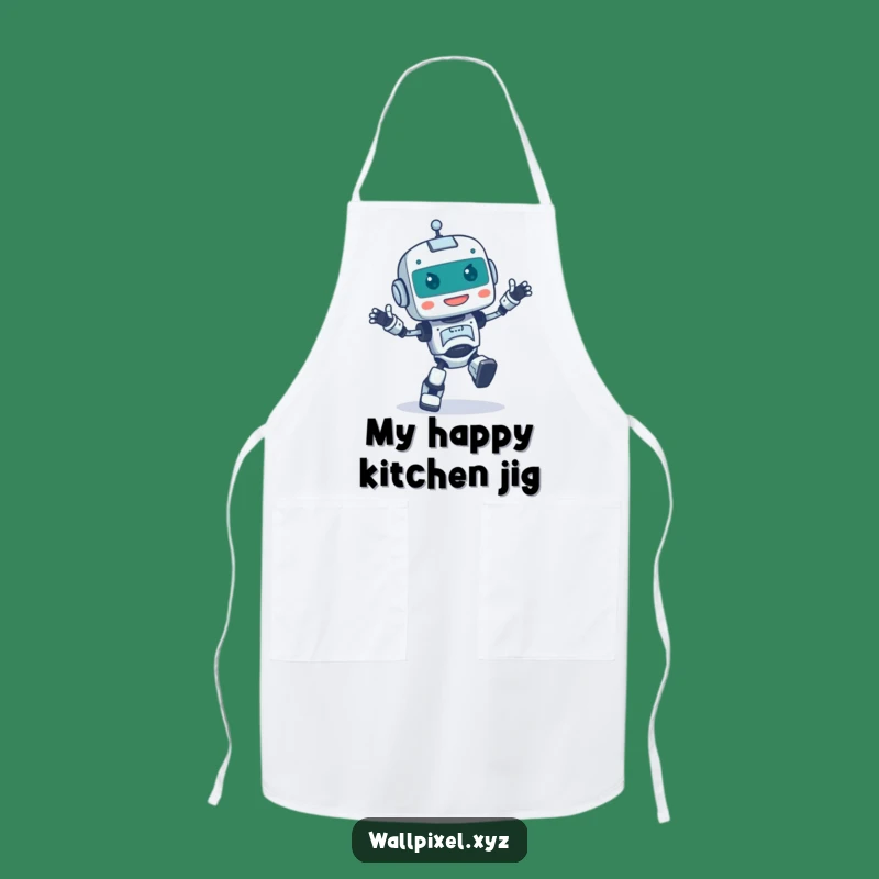 Chef's Funny Pixel Robot Apron: Dance Through Cooking with Humor