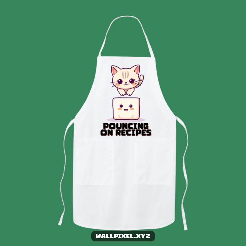 Funny Pixel Cat Leap Apron: Cook with Playful Feline Flair!
