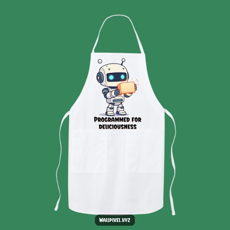Funny Apron: Pixelated Robot Chef, Glowing Cube Recipes, Perfect Kitchen Funny Gift