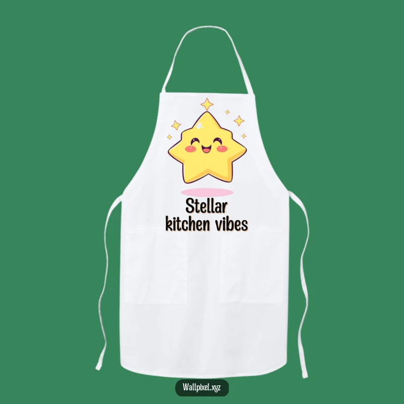 Funny Pixel Star Apron: Twinkling Kitchen Fun, Hilarious Gamer Chef Gift!