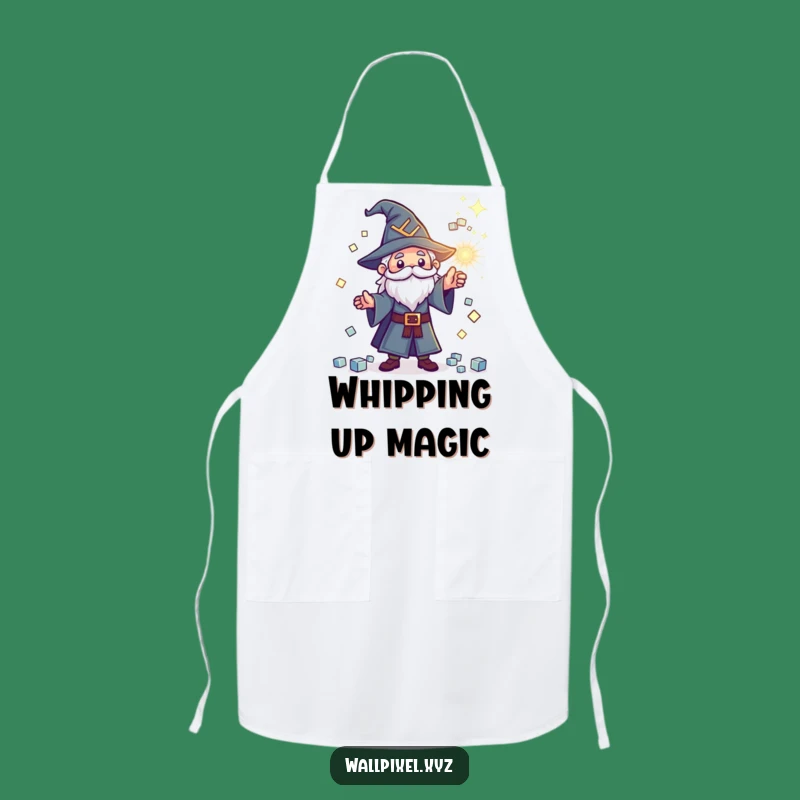 Funny Pixel Wizard Apron: Kitchen Magic Cube Spell, Perfect Funny Gift for Cooks