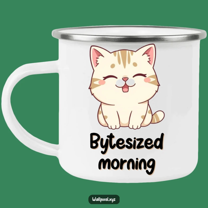 Funny Pixel Cat Camping Mug: Retro Winker, Great Funny Gift