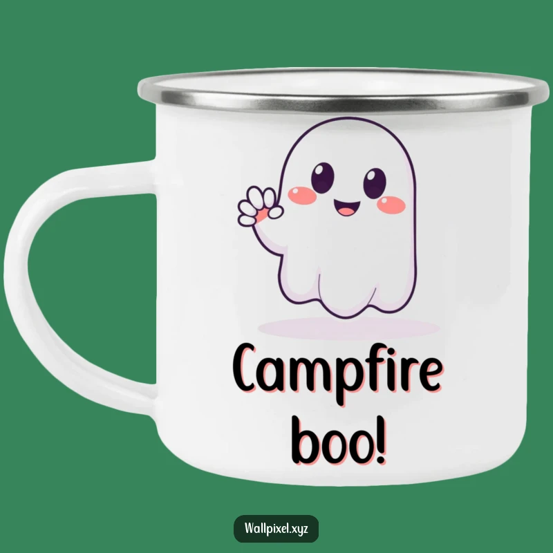 Funny Pixel Ghost Camping Mug - Friendly Waver, Perfect Funny Gift for Campers