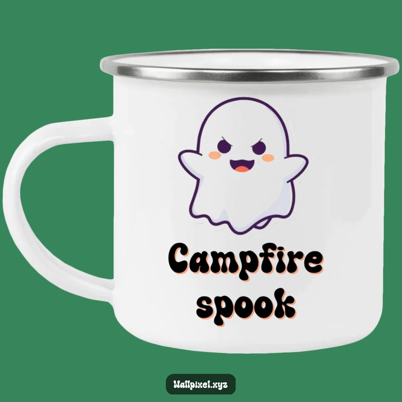 Funny Pixel Ghost Peek-a-Boo Camping Mug: Spooky Outdoor Gift