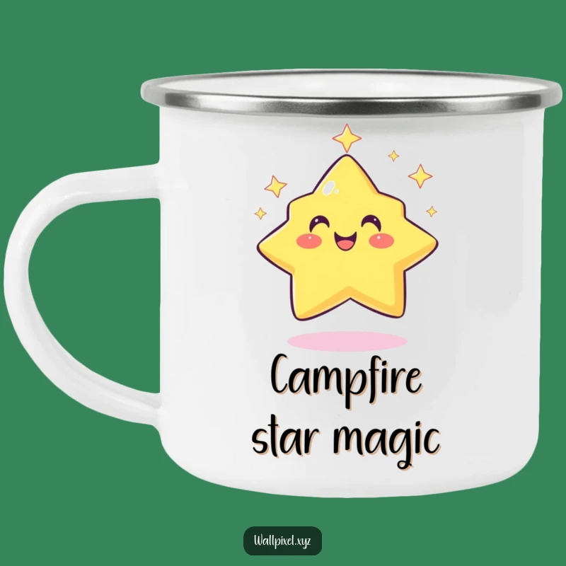 Funny Pixel Star Camping Mug: Rugged Twinkling Design, Hilarious Retro Gift!