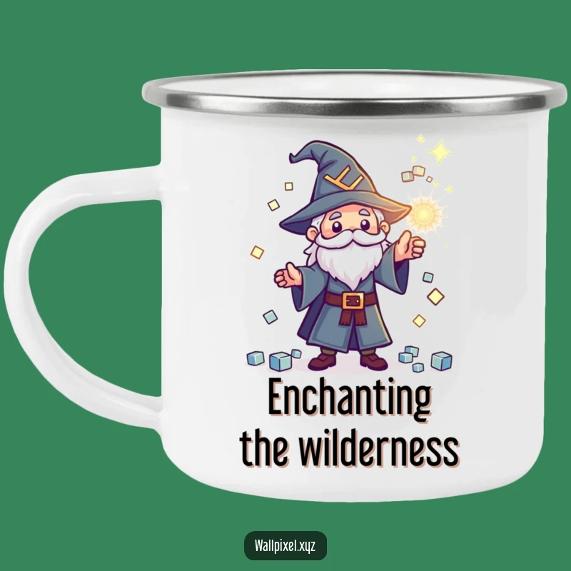 Funny Pixel Wizard Camping Mug: Outdoor Magic Cube Spell, Great Funny Gift