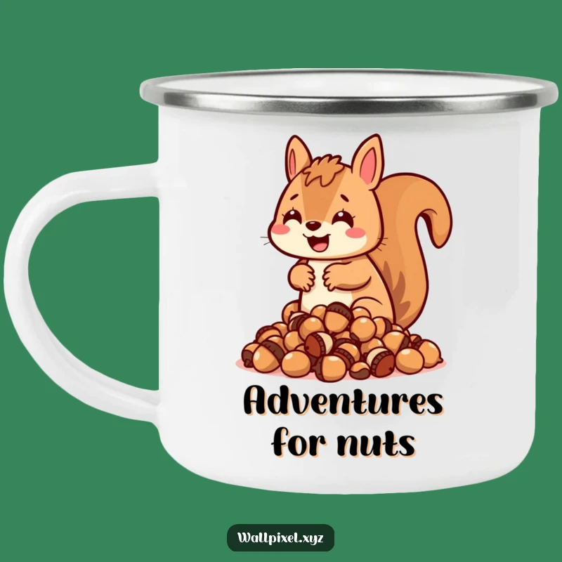 Funny Blocky Squirrel Camping Mug: Acorn Hoarder, Great Funny Gift for Outdoors