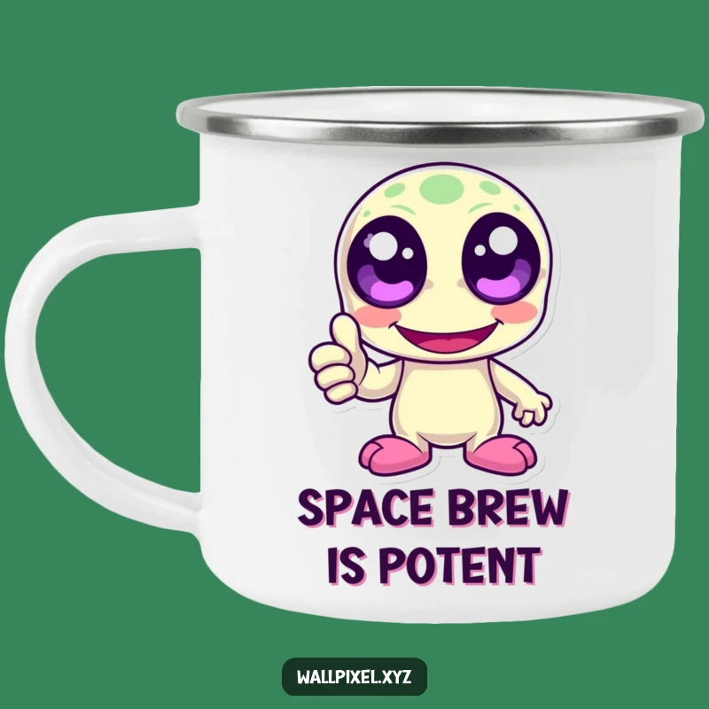 Funny Pixel Alien Thumbs Up Camping Mug - Retro Outdoor Coffee Gift