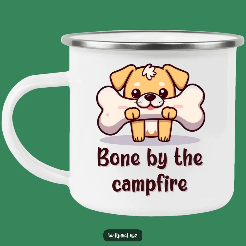 Funny Pixel Dog Bone Camping Mug: Retro Gaming Style for Outdoor Pups