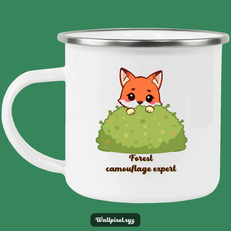 Funny Pixel Fox Camping Mug: Blocky Character Peeking, Outdoor Gamer Gift!