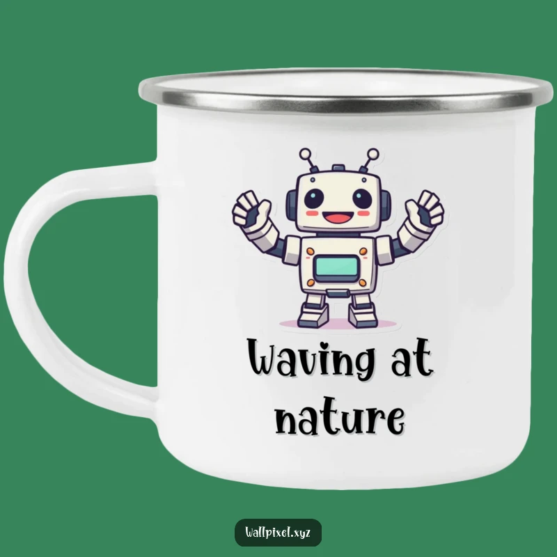 Funny Pixel Robot Camping Mug - Retro Coffee for Your Adventures