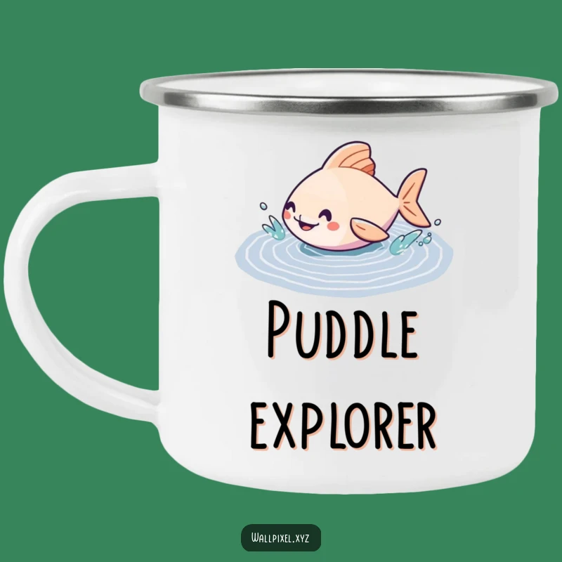 Funny Geometric Fish Camping Mug: Adventure and Art with Pixelated Puddle Cup