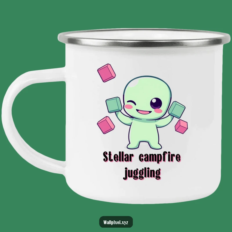 Funny Pixel Alien Camping Mug: Sci-Fi Adventure Fuel for Outdoors