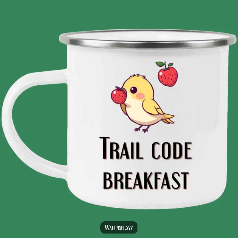 Funny Pixel Bird Camping Mug: Retro Gaming Adventure Fuel for Outdoors