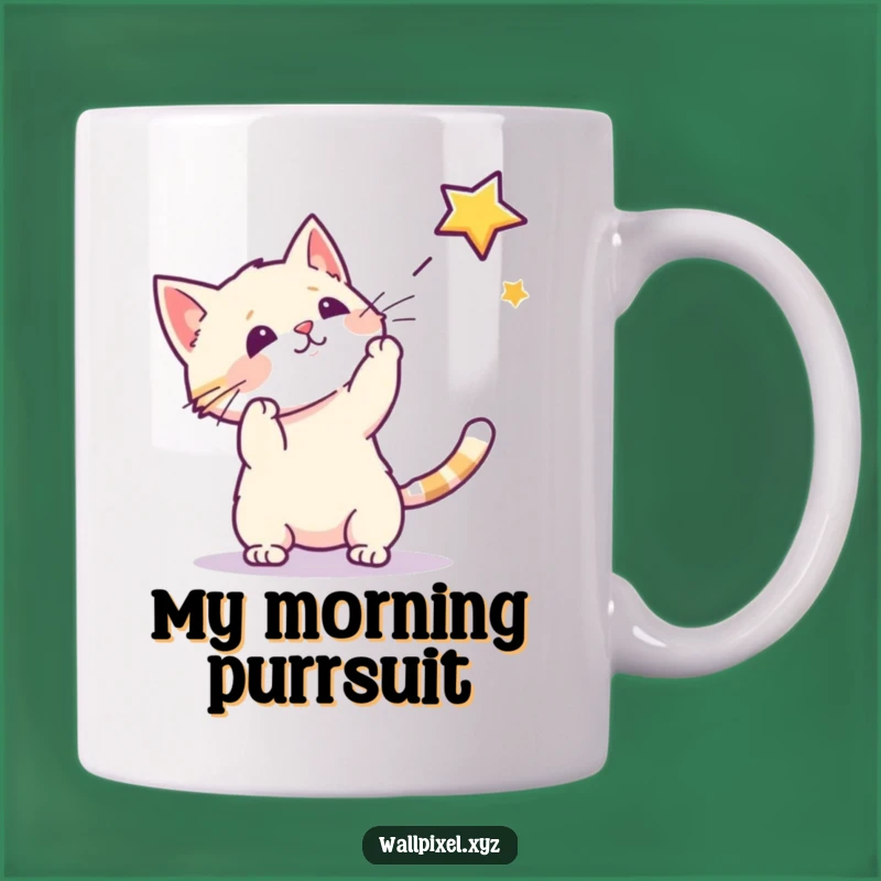 Funny Pixel Cat Star Mug: A Whimsical Gift for Gamers and Cat Lovers