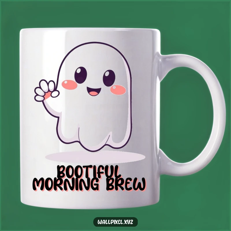 Funny Pixel Ghost Mug - Friendly Waver, Perfect Funny Gift for Spooky Season Fans