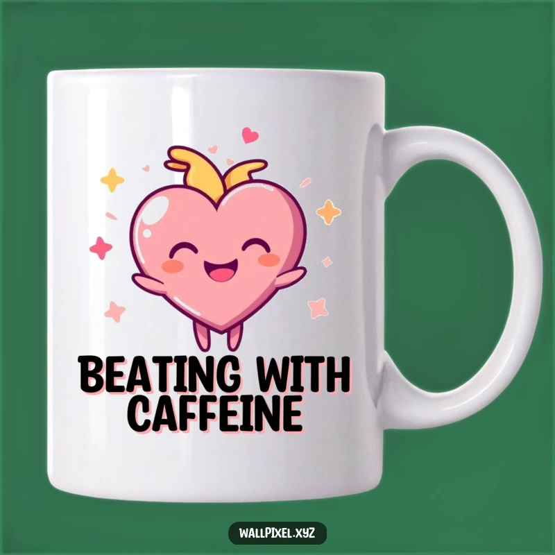 Funny Pixel Heart Mug: Joyful Pulse Design, Perfect Gift for Lovers!