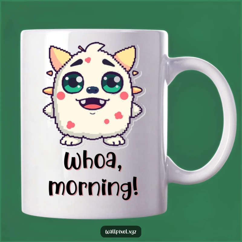 Funny Pixel Monster Mug: Express Surprise with This Hilarious Blocky Eyed Gift