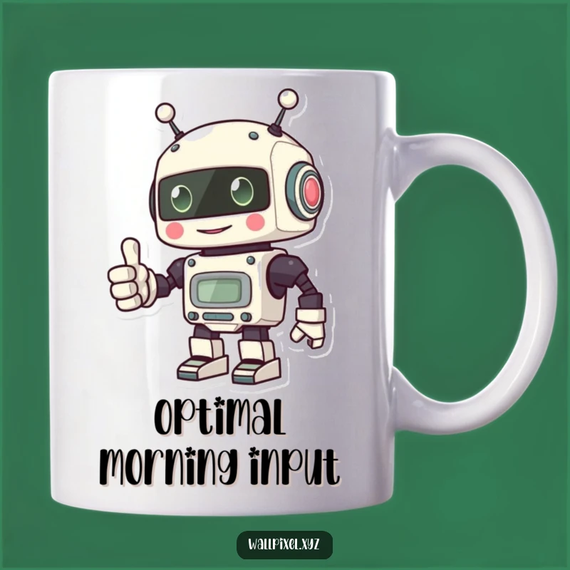 Funny Pixel Robot Thumbs Up Mug: Positive Vibes Gift