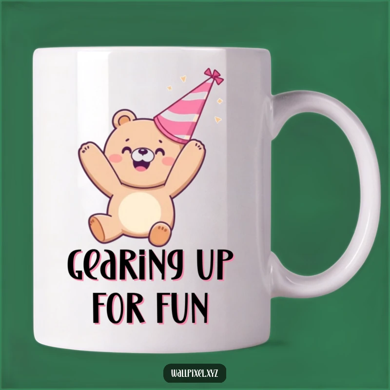 Funny Pixelated Bear Party Mug - Celebrate Joy with This Humorous Gift!