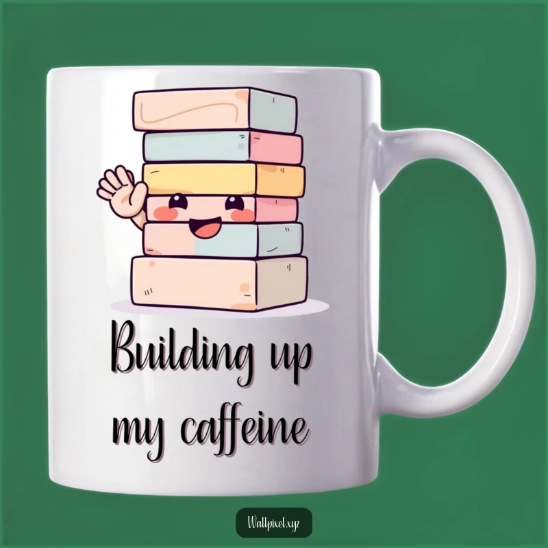 Funny Stack of Blocks Mug: Cheerful Waving Blocks, Perfect Gift for Playful Personalities