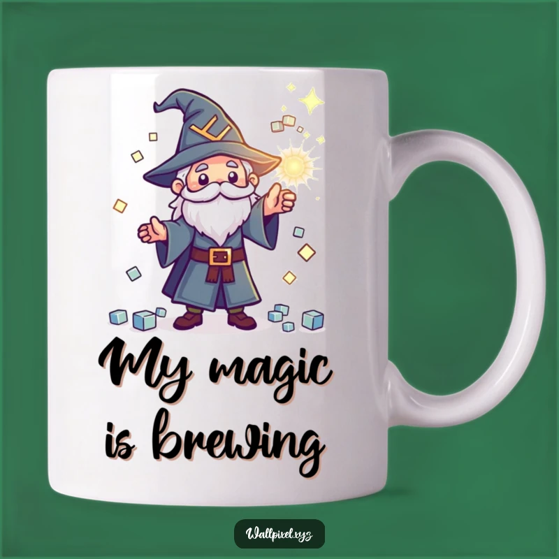 Funny Pixel Wizard Mug: Magical Cube Spell, Perfect Funny Gift for Gamers & Wizards