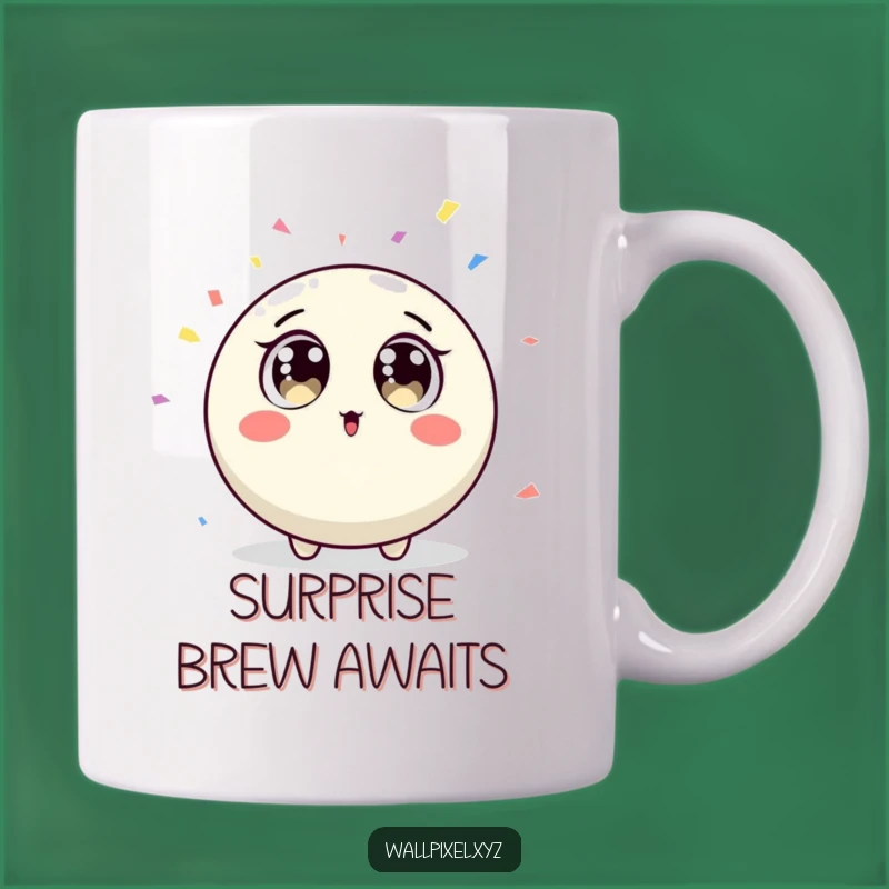Funny Pixel Surprise Confetti Mug - Big Eyes Party Gift