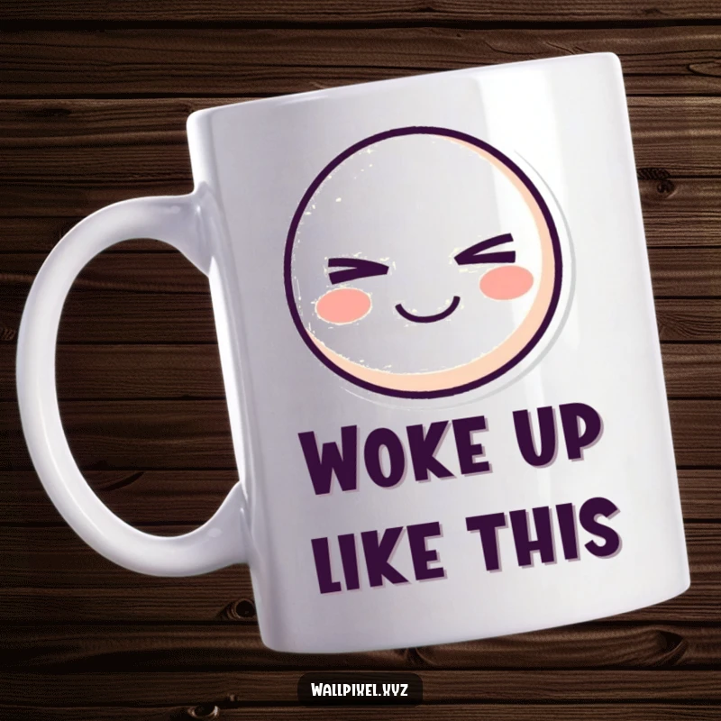 Funny pixel smiley face mug featuring a retro character winking mischievously, radiating playful and cheeky vibes.