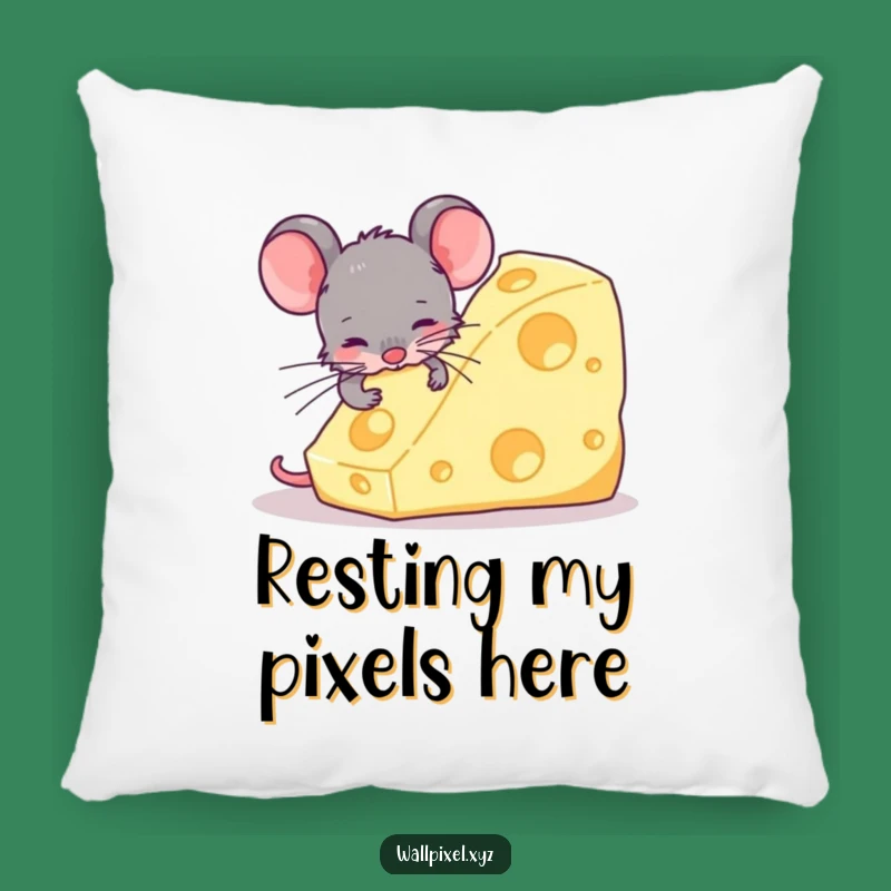 Cozy Funny Pixel Mouse & Cheese Pillow - Retro Gaming Comfort