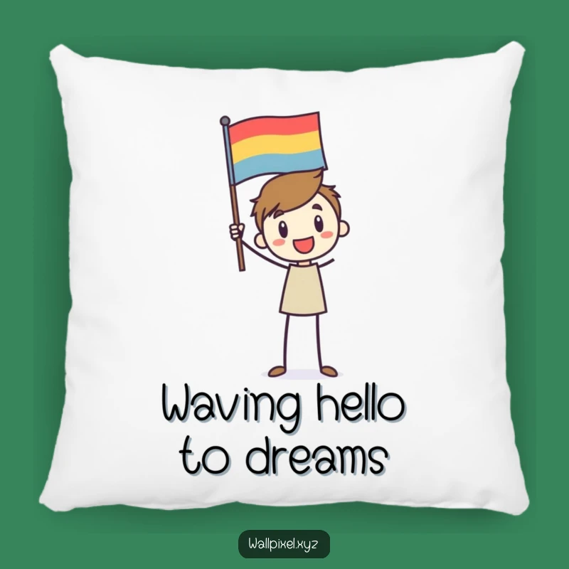 Cozy Funny Stick Figure Flag Pillow: Snuggle Up with Cheerful Vibes