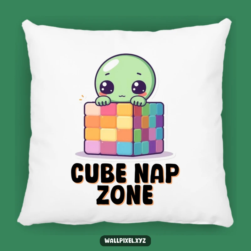 Funny Pixel Alien Pillow: Peek-a-Boo Cube Humor Sci-Fi Gift