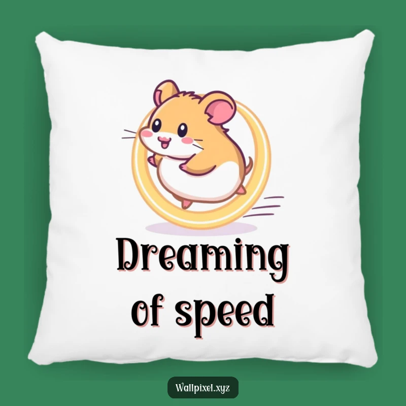 Cute Funny Pixel Hamster Wheel Pillow, Cozy Motivational Decor
