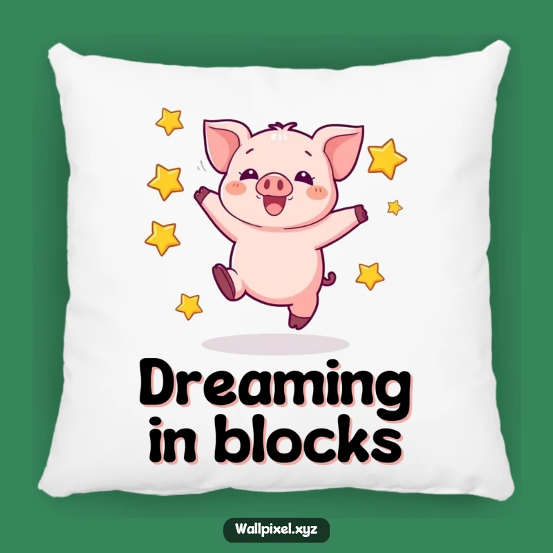 Funny Pixel Piglet Pillow - Excited Jumper, Perfect Funny Gift for Comfort