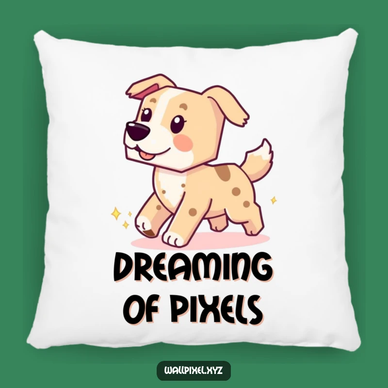Funny Pixel Dog Pillow: Chasing Tail, Cozy Funny Gift