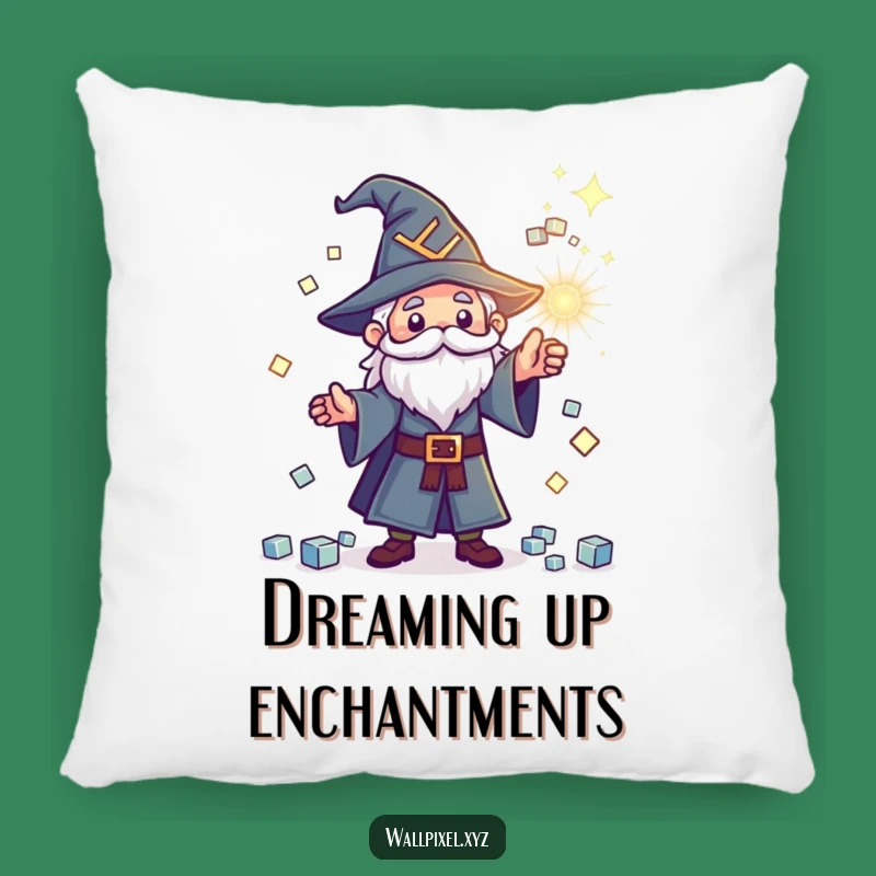 Funny Pixel Wizard Pillow: Cozy Cube Spell Accent, Great Funny Gift for Decor