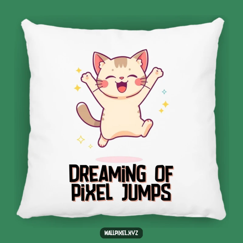 Funny Pixel Cat Sparkle Pillow: Cozy Gaming Decor for a Playful Touch