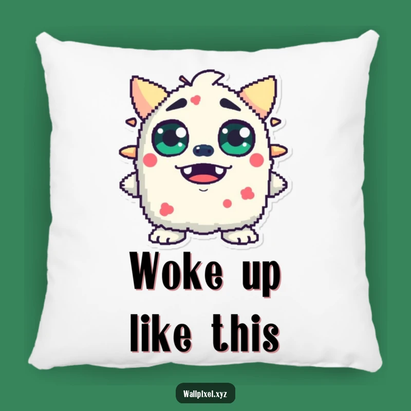 Funny Pixel Monster Pillow: Cozy Up with This Surprised Blocky Eyed Decor